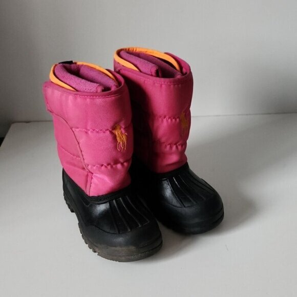 POLO RALPH LAUREN | Damien Winter Snow Boots pink black girls sz 10 - Picture 2 of 5